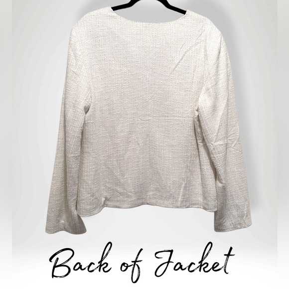 NWT Women’s White Long Sleeved Open Front 5 Button Jacket White Size XL - Picture 4 of 6